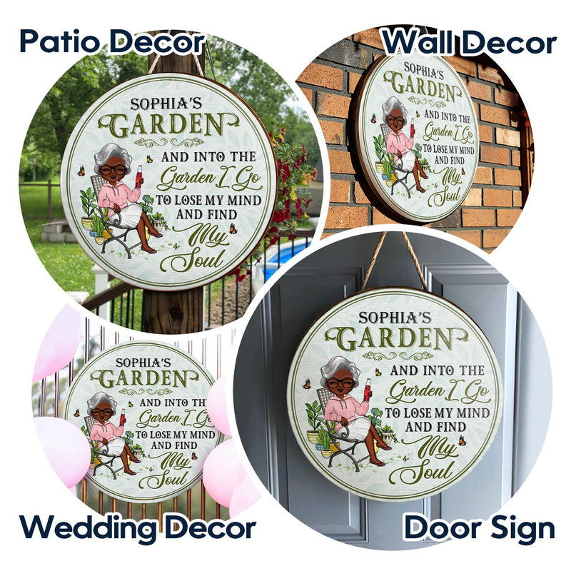 And Into The Garden I Go Gardening - Garden Sign - Personalized Custom Wood Circle Sign