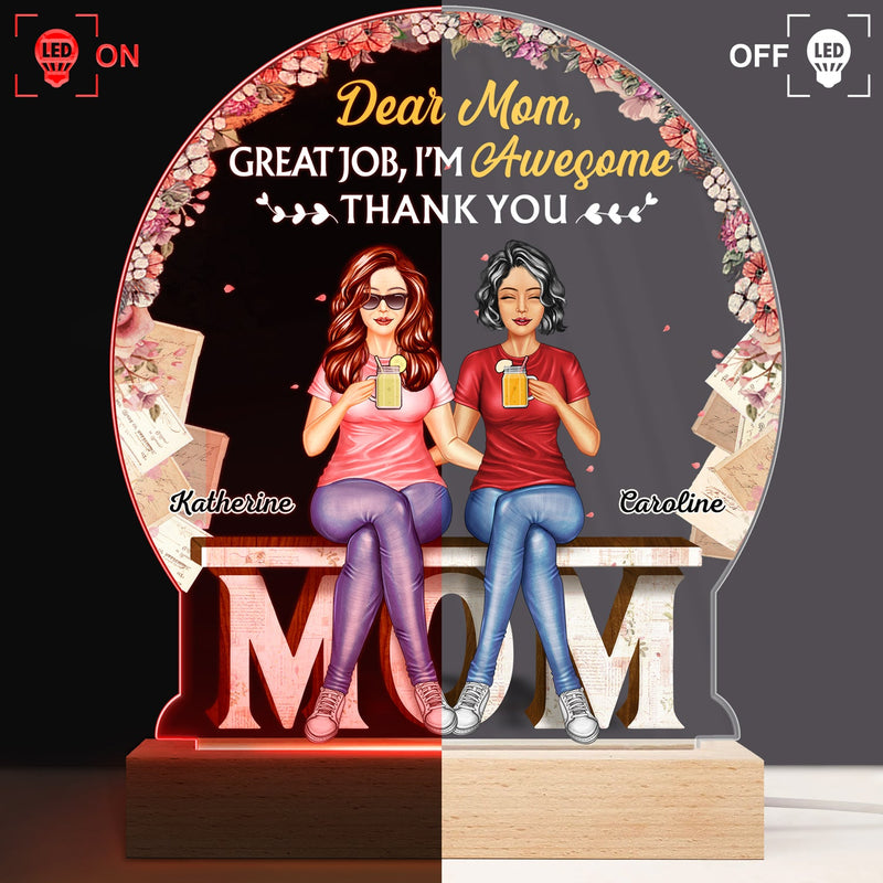 Behind Every Crazy Daughter Is A Mother - Birthday, Loving Gift For Mom, Grandma, Grandmother - Personalized Custom 3D Led Light Wooden Base