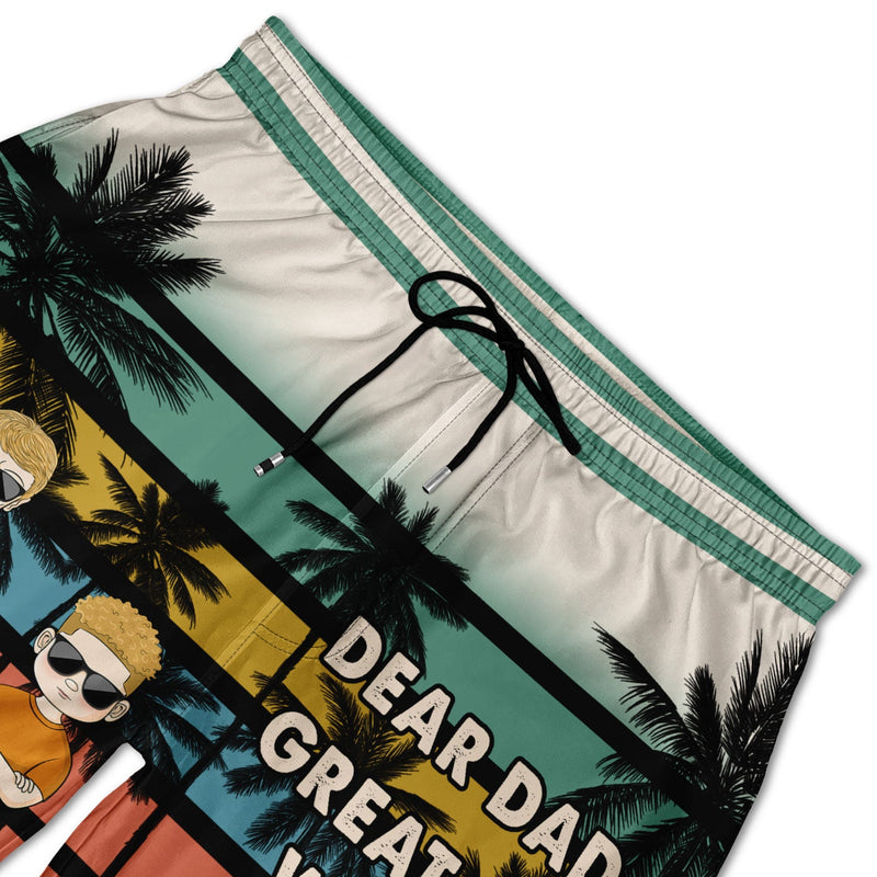Dear Dad Great Job Thank You Young - Birthday, Loving Gift For Father, Grandpa, Grandfather - Personalized Custom Unisex Beach Shorts
