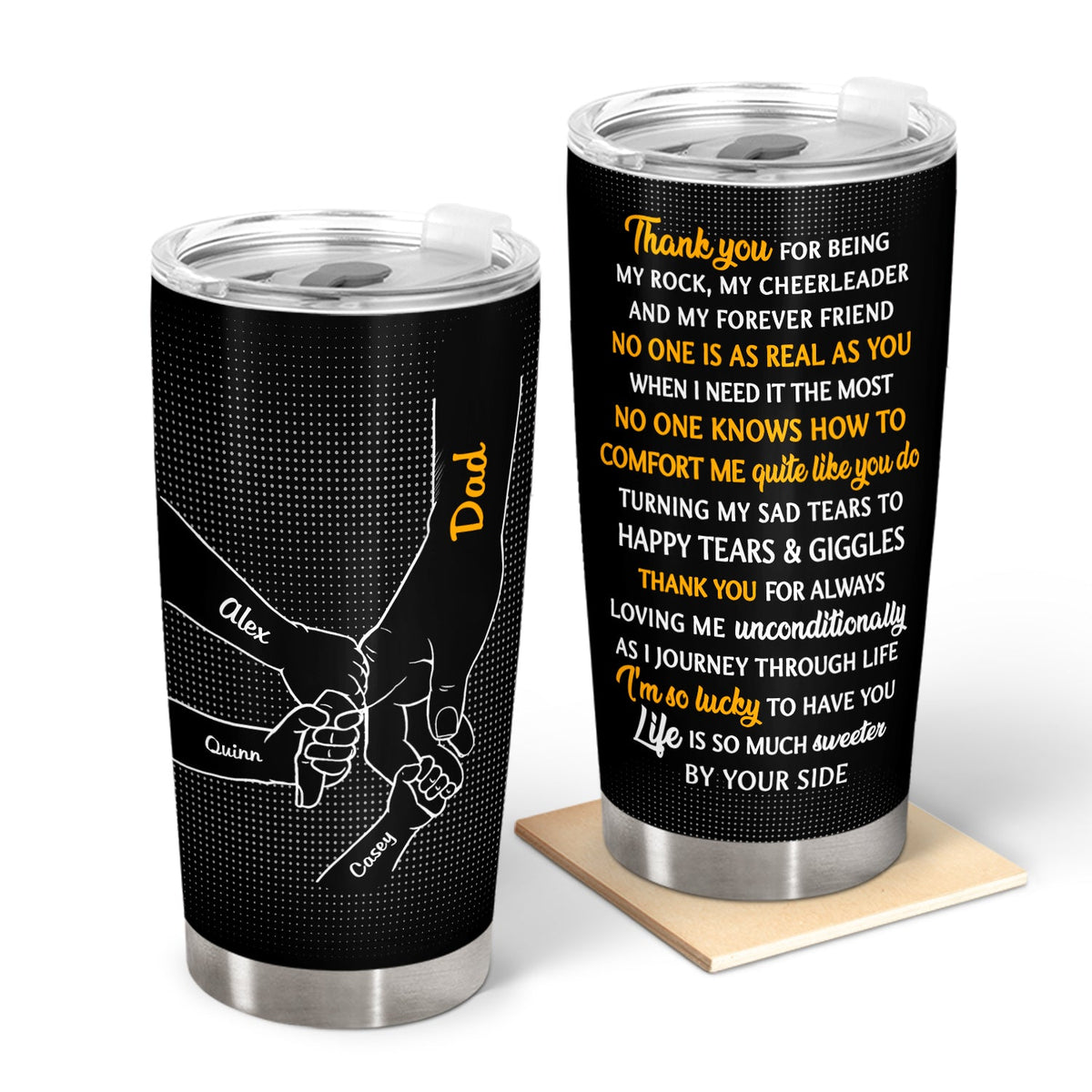 Main dans la main, je te protégerai toujours - Cadeau d'anniversaire, d'amour pour mère, père, grand-mère, grand-père, parents, grands-parents - Gobelet personnalisé