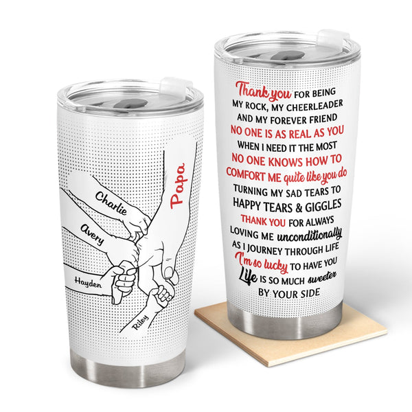 Main dans la main, je te protégerai toujours - Cadeau d'anniversaire, d'amour pour mère, père, grand-mère, grand-père, parents, grands-parents - Gobelet personnalisé