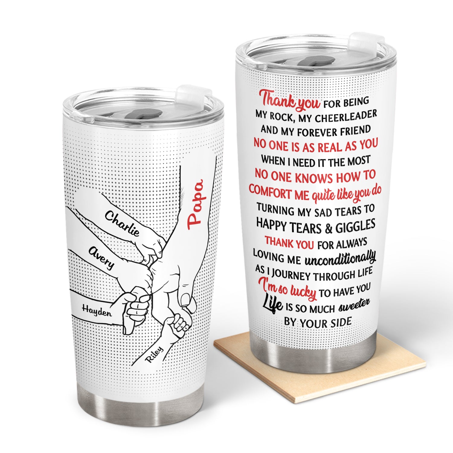Hand In Hand, I Will Always Protect You - Birthday, Loving Gift For Mother, Father, Grandma, Grandpa, Parents, Grandparents - Personalized Custom Tumbler