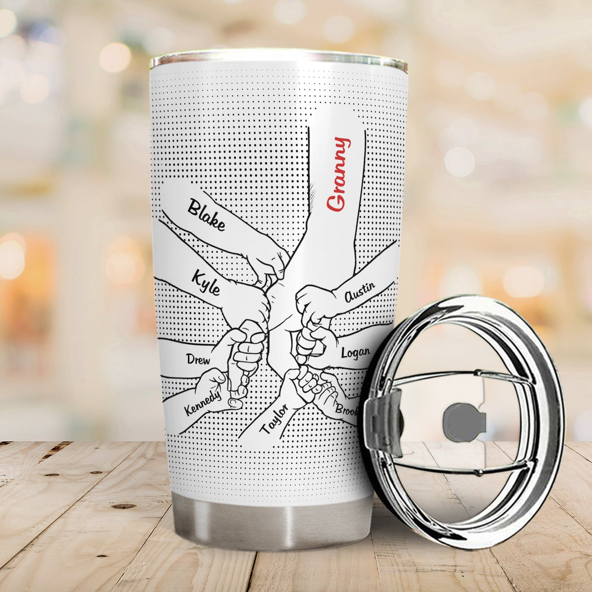 Main dans la main, je te protégerai toujours - Cadeau d'anniversaire, d'amour pour mère, père, grand-mère, grand-père, parents, grands-parents - Gobelet personnalisé