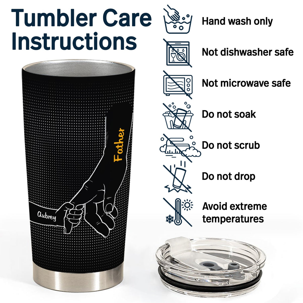 Main dans la main, je te protégerai toujours - Cadeau d'anniversaire, d'amour pour mère, père, grand-mère, grand-père, parents, grands-parents - Gobelet personnalisé