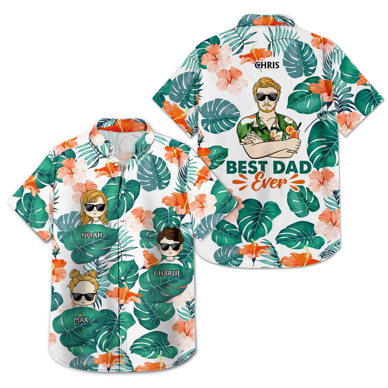 Custom Father Son Matching Hawaiian Shirts, Personalized Pineapple