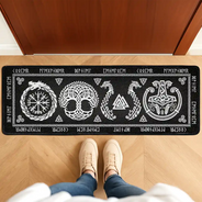 Family, Happy - Viking Runes Custom Family Name Scandinavia - Personalized Runner Rug