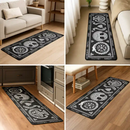 Family, Happy - Viking Runes Custom Family Name Scandinavia - Personalized Runner Rug