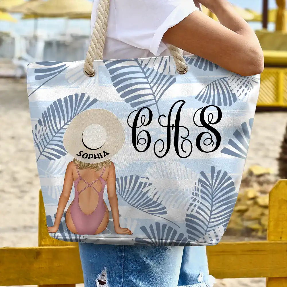 Gift For Yourself, Gift For Women, Gift For Sisters, Gift For Sibling, Gift For Bestie, Beach, Summer, Happy - Vine Monogram Girls Beach Trip - Personalized Beach Bag