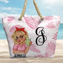 Gift For Wife,Gift For Girlfriend,Gift For Yourself,Gift For Women,Gift For Sisters,Gift For Bestie,Beach,Travel,Summer - Vine Monogram Girls Trip - Personalized Beach Bag
