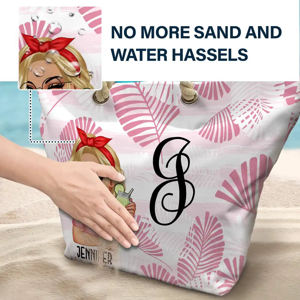 Gift For Wife,Gift For Girlfriend,Gift For Yourself,Gift For Women,Gift For Sisters,Gift For Bestie,Beach,Travel,Summer - Vine Monogram Girls Trip - Personalized Beach Bag