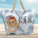 Gift For Wife,Gift For Girlfriend,Gift For Yourself,Gift For Women,Gift For Sisters,Gift For Bestie,Beach,Travel,Summer - Vine Monogram Girls Trip - Personalized Beach Bag
