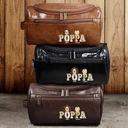 Gift For Grandpa,Gift For Father,Happy - Vintage Map Titles Chibi Kids - Personalized Leather Toiletry Bag