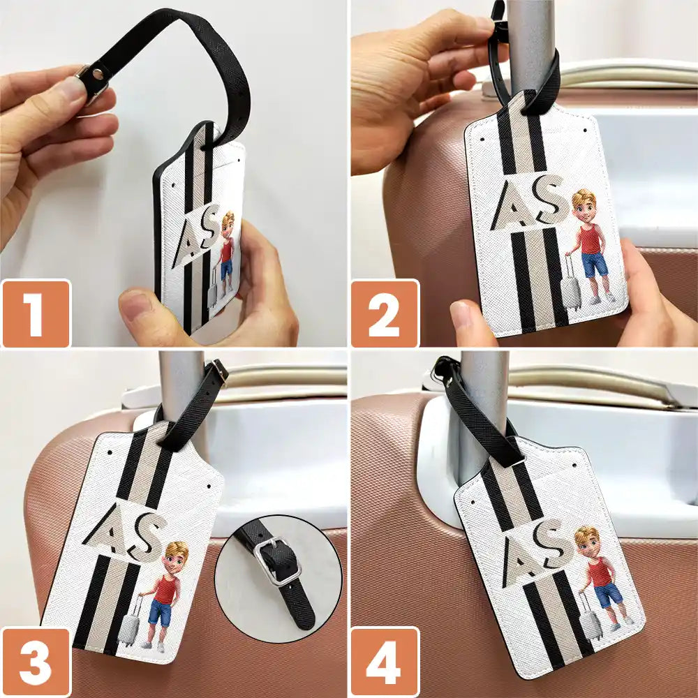 Travel,Gift For Yourself - Vintage Monogram Travel - Personalized Luggage Tag