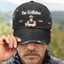 Happy,Gift For Father,Gift For Grandpa,Gift For Men,Grilling,Grandpa's Hobby,Dad's Hobby,Non-Eng,Vector,Humorous - Vintage BBQ The Grill Father - Personalized Distressed Cap