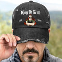 Happy,Gift For Father,Gift For Grandpa,Gift For Men,Grilling,Grandpa's Hobby,Dad's Hobby,Non-Eng,Vector,Humorous - Vintage BBQ The Grill Father - Personalized Distressed Cap