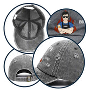 Happy,Gift For Father,Gift For Grandpa,Gift For Men,Grilling,Grandpa's Hobby,Dad's Hobby,Non-Eng,Vector,Humorous - Vintage BBQ The Grill Father - Personalized Distressed Cap