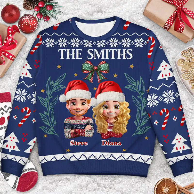 Family,Happy,Christmas - Vintage Family Christmas - Personalized Unisex Ugly Sweater