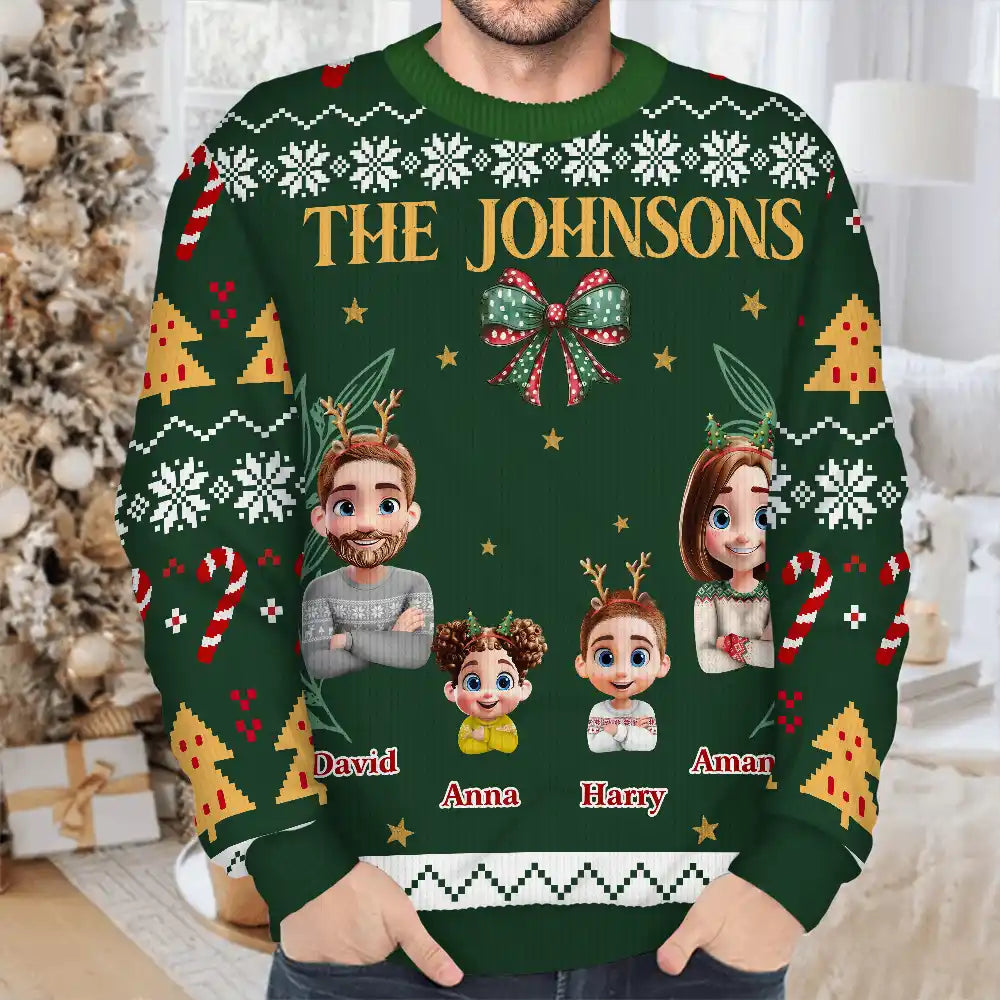 Family,Happy,Christmas - Vintage Family Christmas - Personalized Unisex Ugly Sweater