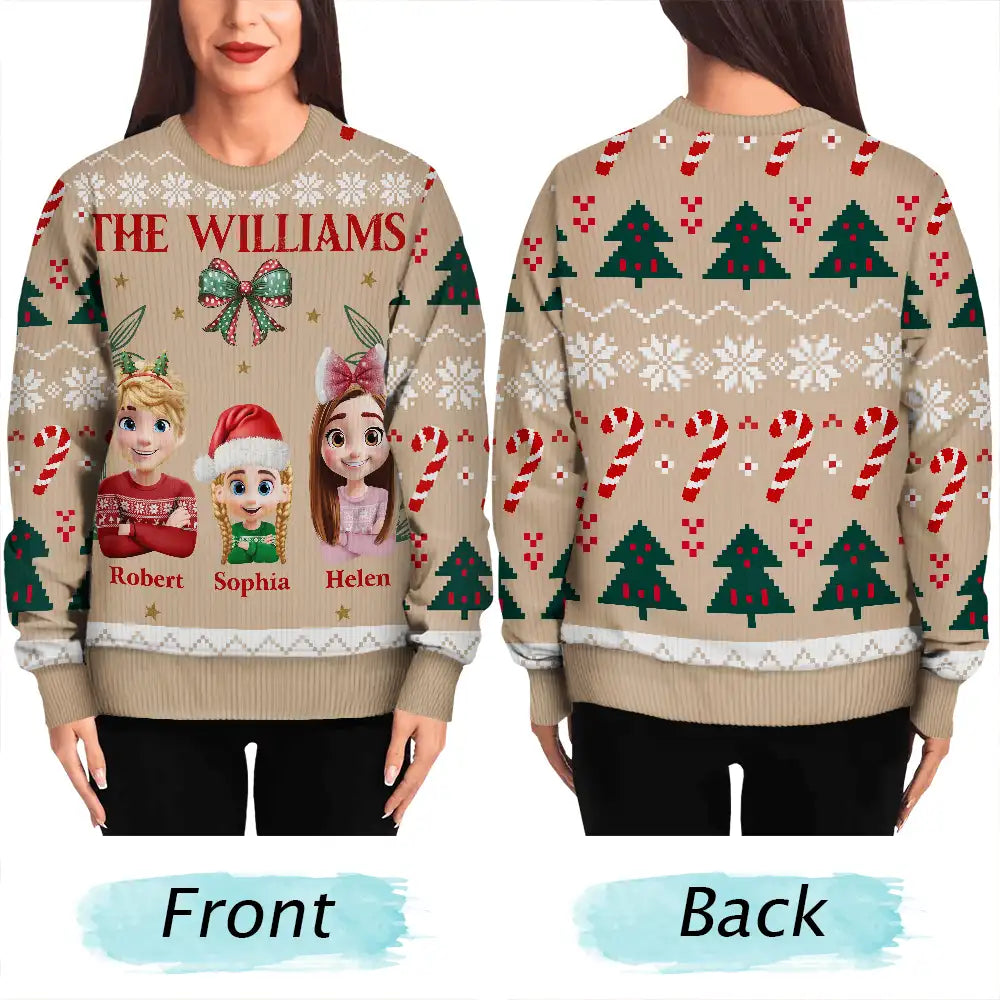 Family,Happy,Christmas - Vintage Family Christmas - Personalized Unisex Ugly Sweater