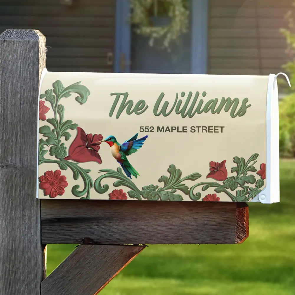 Vintage Floral And Bird - Personalized Mailbox Cover