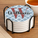 Family,Gift For Wife,Gift For Husband,Parents,Gift For Mother,Gift For Grandparents,Gifts For Colleagues,Gift For Bestie,Happy - Vintage Pattern Name - Personalized Ceramic Coaster
