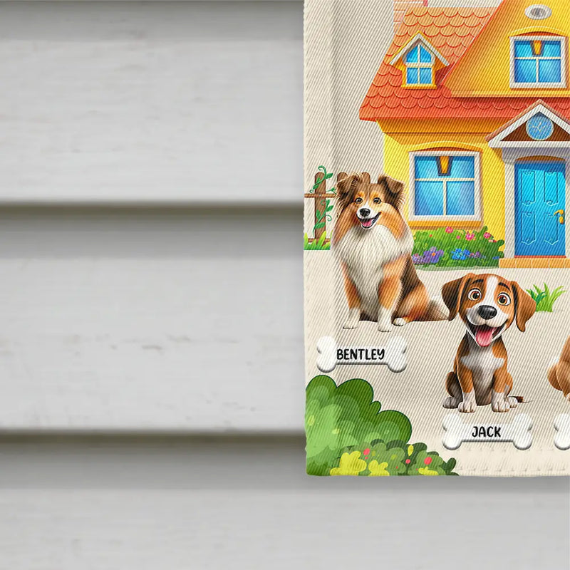Pet Lovers, Pet Mom, Pet Dad, Dog Lovers, Dog Mom, Dog Dad, Funny - Visitor Must Be Approved By Dogs - Personalized Flag