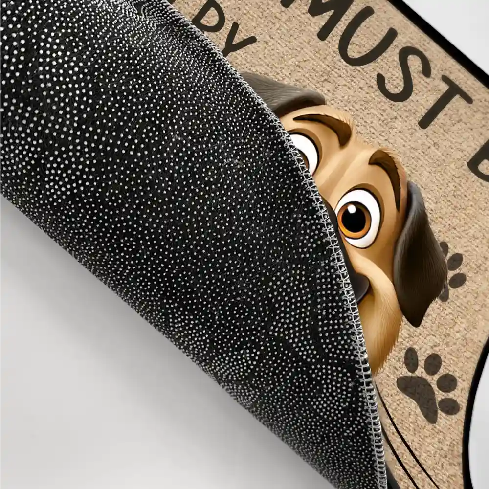 Pet Lovers,Pet Mom,Pet Dad,Dog Lovers,Dog Mom,Dog Dad,Happy - Visitors Must Be Approved By This Dog - Personalized Doormat