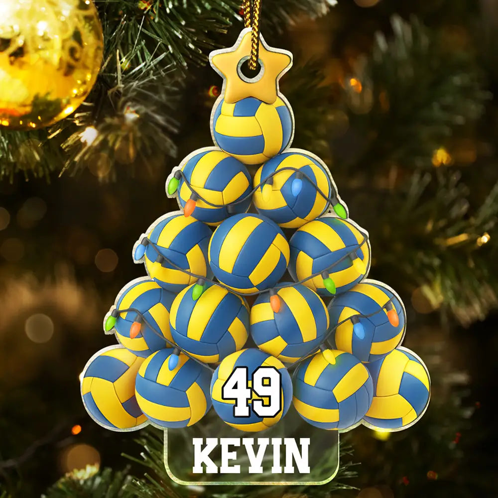 Volleyball Christmas Tree - Personalized Custom Shaped Acrylic Ornament
