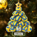 Gift For Yourself, Gift For Women, Gift For Men, Baseball, Basketball, Football, Golf, Happy, Christmas - Volleyball Christmas Tree - Personalized Custom Shaped Acrylic Ornament