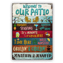 Welcome To Our Patio It's 5 O' Clock - Patio Outside Decor - Personalized Custom Classic Metal Signs