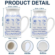 Gift For Mother,Mom - Daughters (Adult),Mom - Daughters (Young),Mom - Sons,Mom - Children,Love - Mother & Daughters Forever Linked Together Toile Birth Flower - Personalized Ceramic Flower Vase