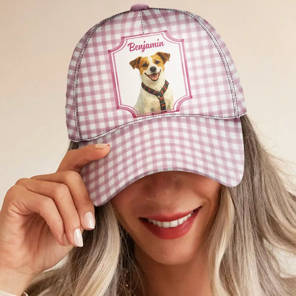 Golf,Sport Dad,Dog Lovers,Dog Dad,Pet Lovers,Cat Lovers,Cat Dad,Gift For Husband,Gift For Yourself,Gift For Grandpa,Gift For Father,Non-Eng,Photo - Watercolor (remove BG) - Custom Photo Realistic Watercolor Art Dog Cat Pet Portrait Vintage - Personalized Classic Cap