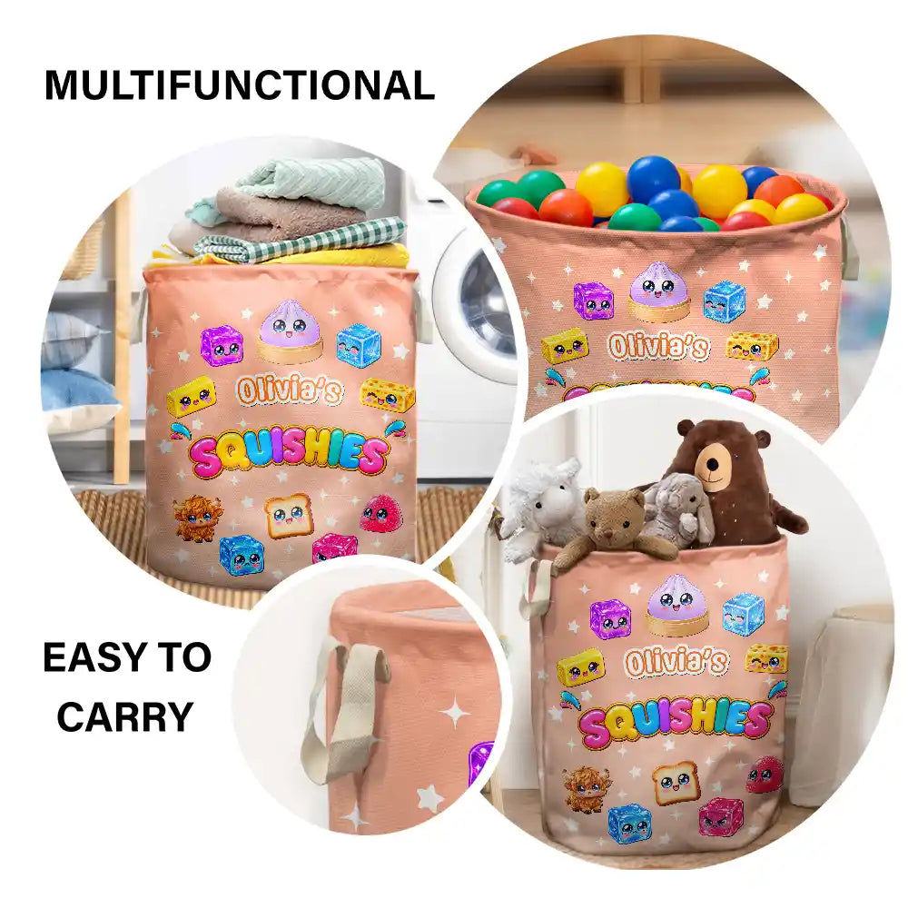 Birthday Gift For Kids Grandkids - Personalized Name & Dumpling Color Squishy Collection Storage Basket