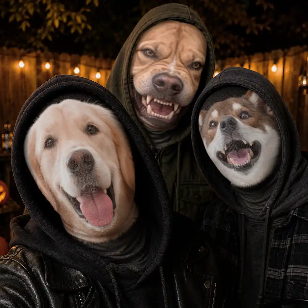 Custom Photo, Cut-Face Photo, Dog Lovers, Halloween, Humorous, Pet Lovers, Top Market - Halloween Funny Gift For Dog Cat Lovers - Personalized Custom Photo Balaclava Mask