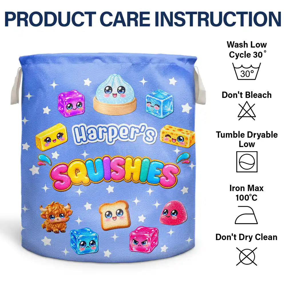 Birthday Gift For Kids Grandkids - Personalized Name & Dumpling Color Squishy Collection Storage Basket