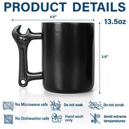 Gift For Father,Gift For Husband,Gift For Couples,Gift For Men,Gift For Grandpa,Non-Eng,Icon,Adorable - First Dad Now Grandpa Fist Bumps With Kids - Personalized Wrench Shaped Handle Mug