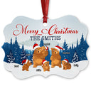 Merry Christmas Bear Family - Christmas Gift - Personalized Custom Wooden Ornament, Aluminum Ornament