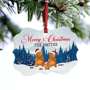 Merry Christmas Bear Family - Christmas Gift - Personalized Custom Wooden Ornament, Aluminum Ornament