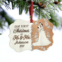 Wedding Couple Our First Christmas - Gift For Couple - Personalized Custom Wooden Ornament, Aluminum Ornament