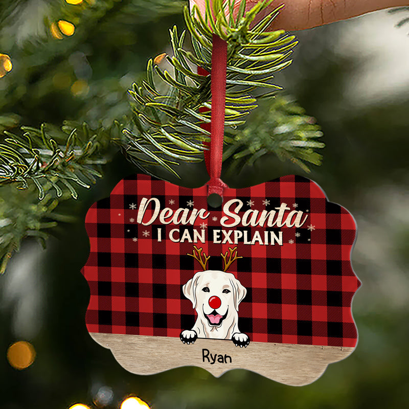 Dear Santa I Can Explain Christmas Dog - Christmas Gift For Dog Lovers - Personalized Custom Wooden Ornament, Aluminum Ornament