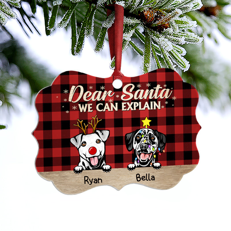 Dear Santa I Can Explain Christmas Dog - Christmas Gift For Dog Lovers - Personalized Custom Wooden Ornament, Aluminum Ornament