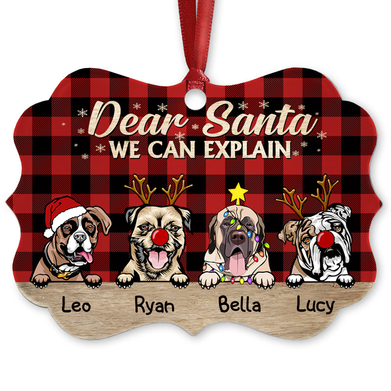 Dear Santa I Can Explain Christmas Dog - Christmas Gift For Dog Lovers - Personalized Custom Wooden Ornament, Aluminum Ornament