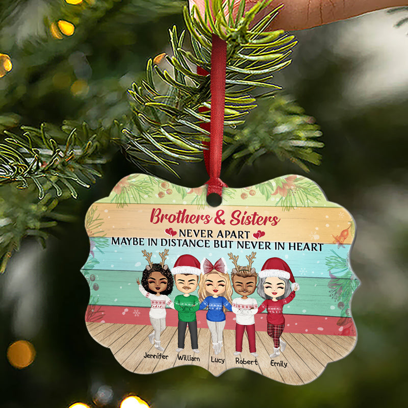 Sisters Forever Never Apart Maybe In Distance - Christmas Gift For BFF And Siblings - Personalized Custom Wooden Ornament, Aluminum Ornament