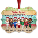 Sisters Forever Never Apart Maybe In Distance - Christmas Gift For BFF And Siblings - Personalized Custom Wooden Ornament, Aluminum Ornament