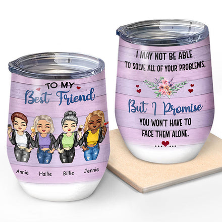 Affrontez-les seul(e) - Cadeau pour meilleurs amis, BFF - Verre à vin personnalisé