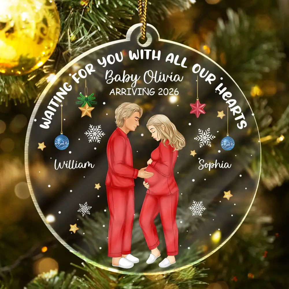 Waiting For Expecting Baby - Personalized Custom Shaped Acrylic Ornament