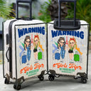 Gift For Bestie,Gift For Women,Summer,Happy,Travel - Warning Girls Trip In Progress - Personalized Clear Luggage Cover