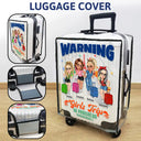 Gift For Bestie,Gift For Women,Summer,Happy,Travel - Warning Girls Trip In Progress - Personalized Clear Luggage Cover