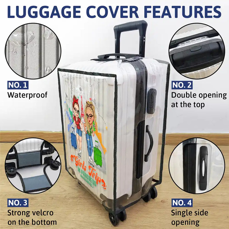 Gift For Bestie,Gift For Women,Summer,Happy,Travel - Warning Girls Trip In Progress - Personalized Clear Luggage Cover