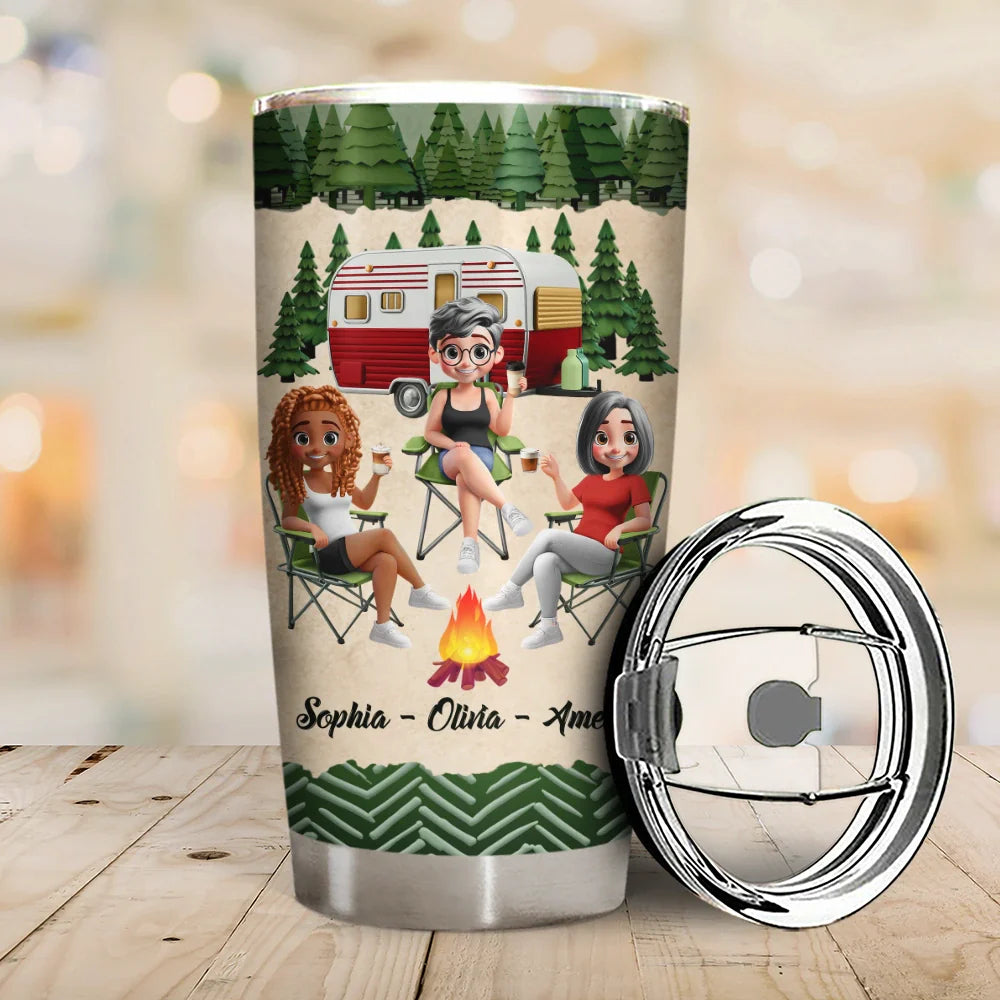 Gift For Bestie, Best friends' Hobby, Camping, Campsite, Happy - Warning The Girls Are Drinking Again - Personalized Tumbler